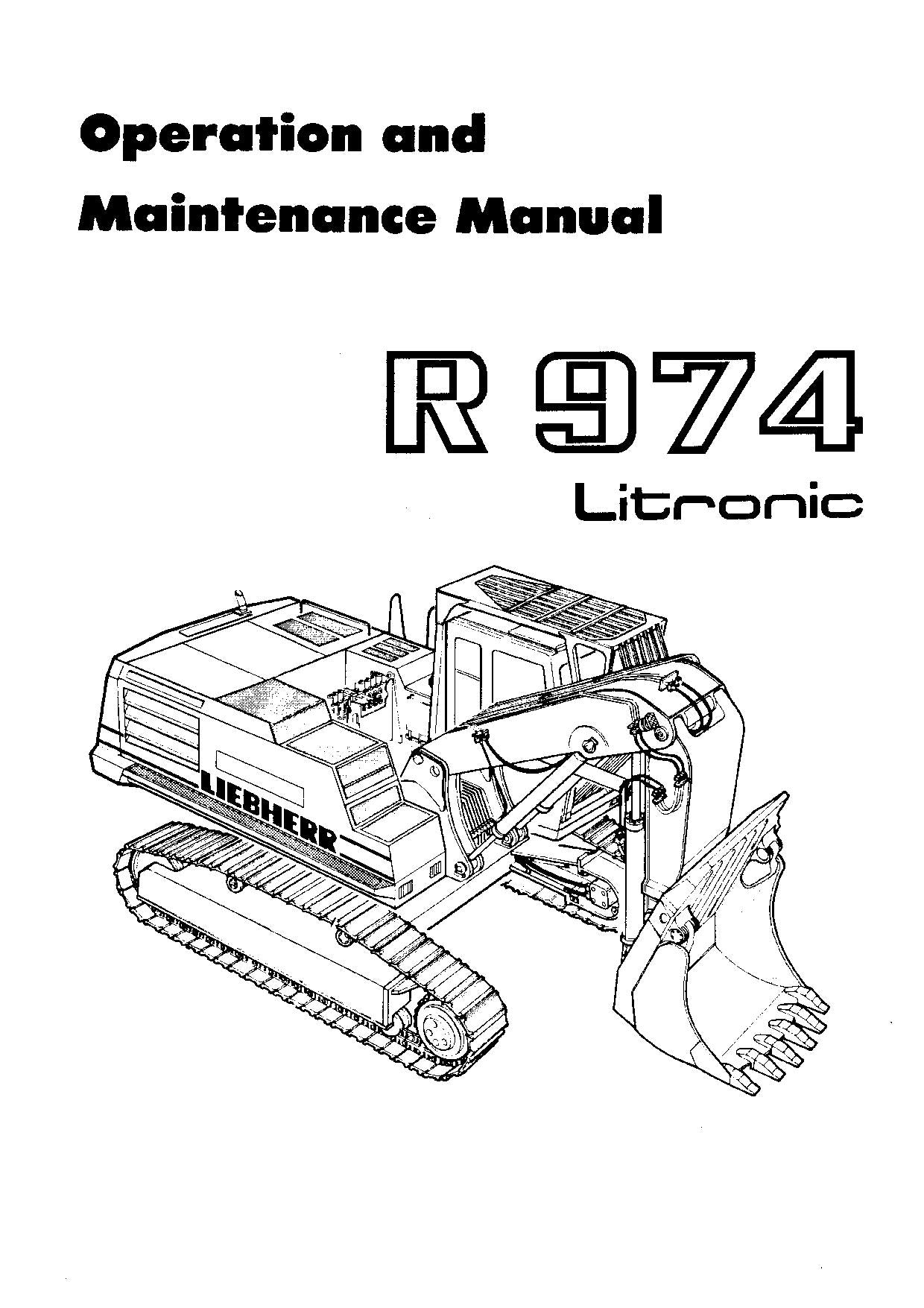 Liebherr R974 Litronic Excavator Operators manual serial 486- 601