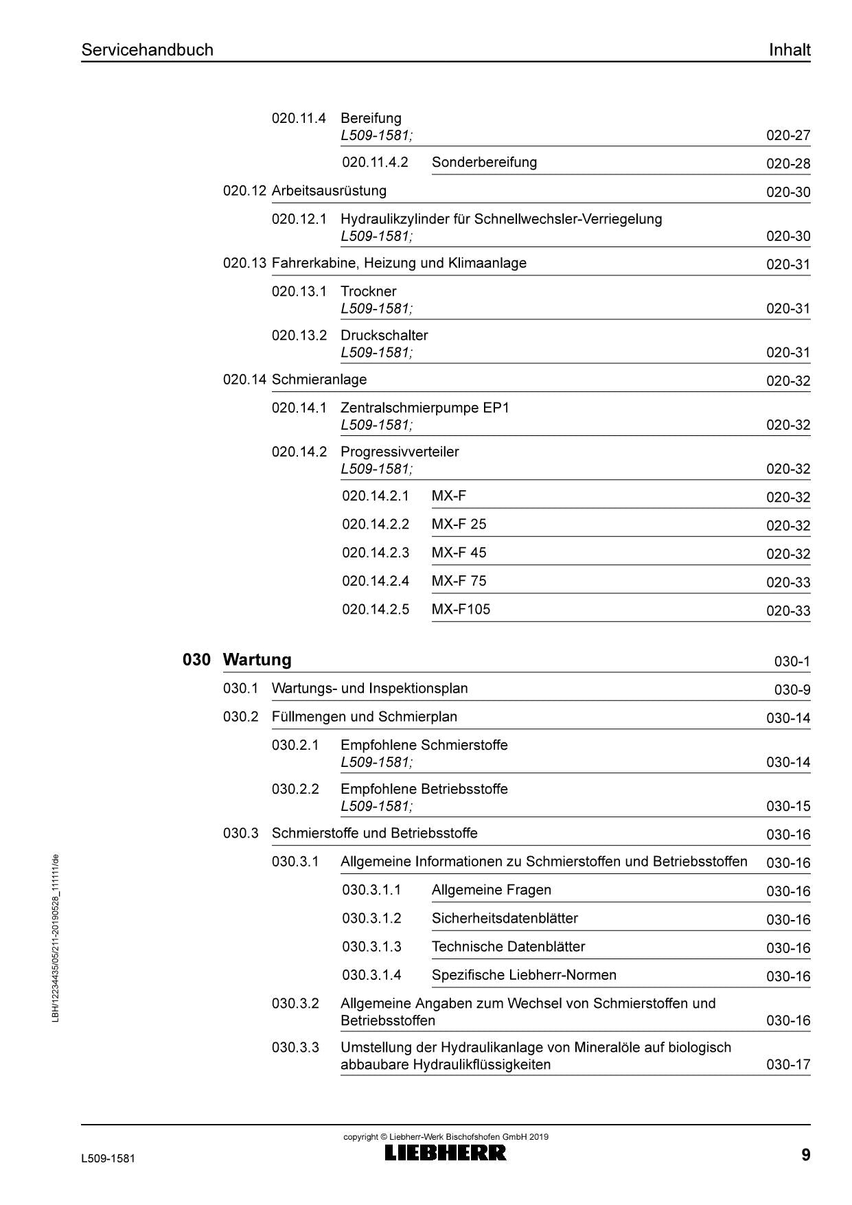 Liebherr L509 1581 Radlader Reparaturhandbuch Werkstatthandbuch