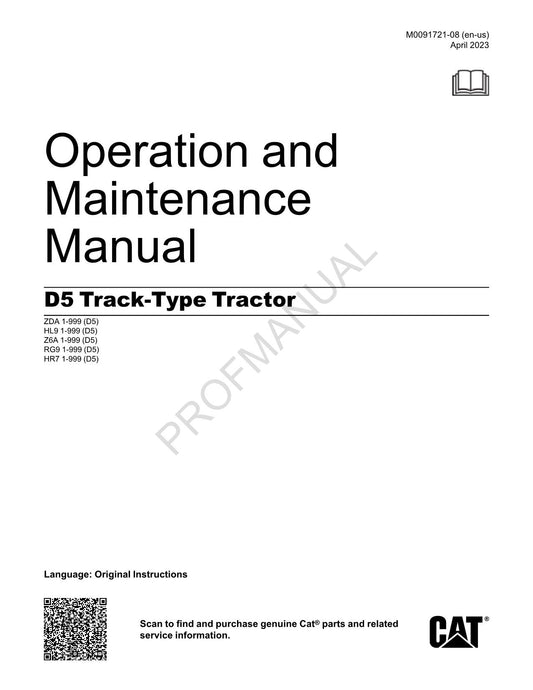 Wartungshandbuch für den Caterpillar D5 Raupentraktor M0091721EN-US