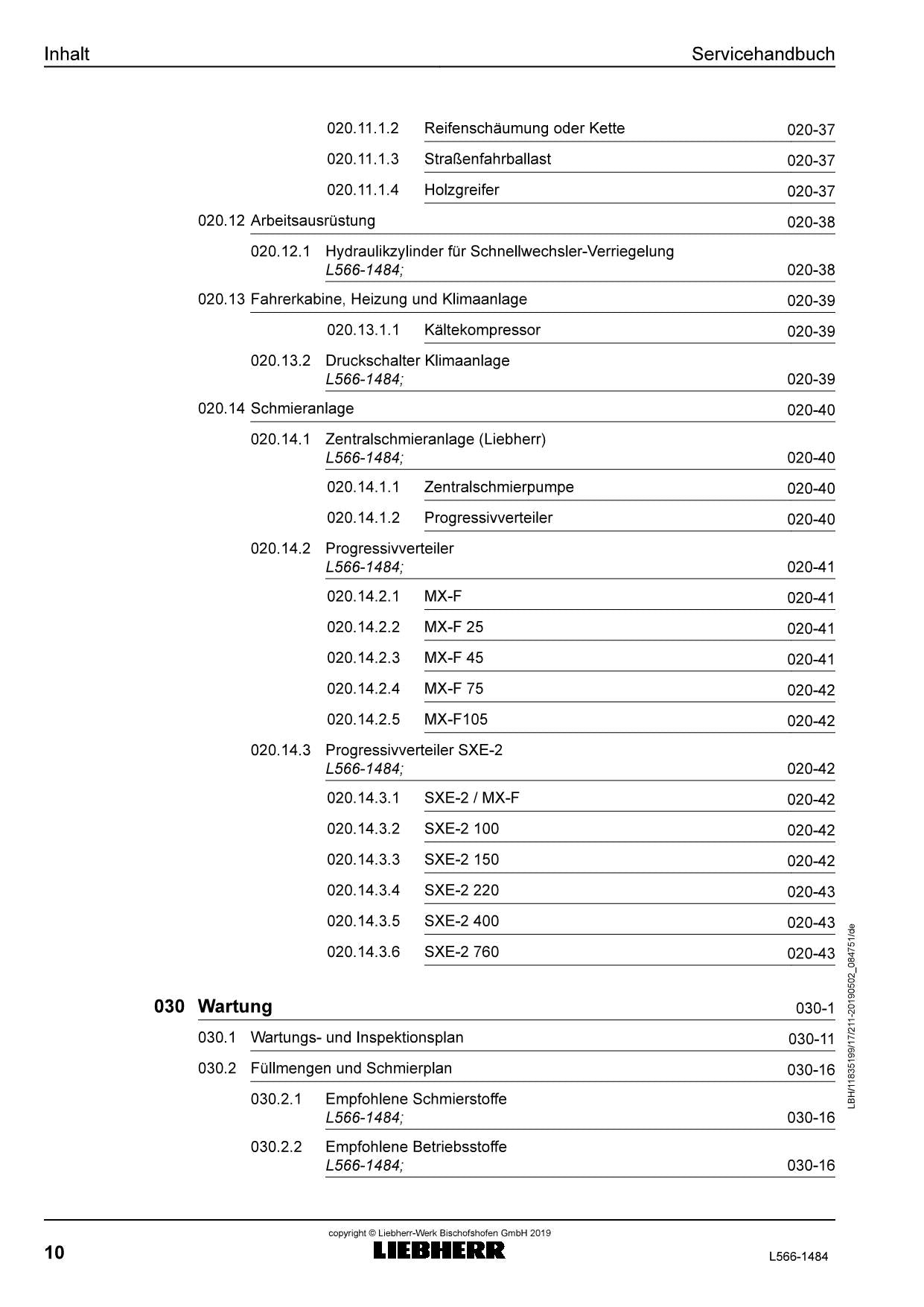 Liebherr L566 1484 Radlader Reparaturhandbuch Werkstatthandbuch