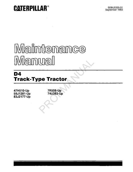 Wartungshandbuch für Raupentraktoren vom Typ Caterpillar D4