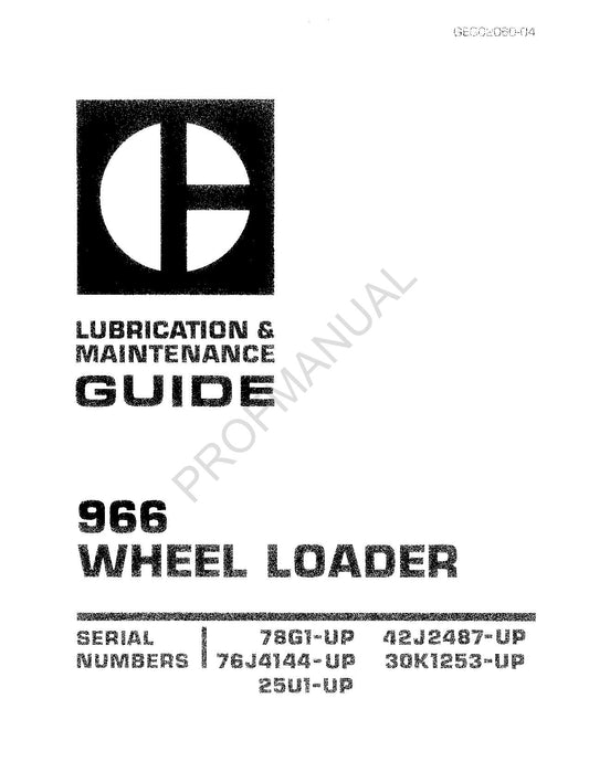 Schmierungs- und Wartungshandbuch für den Radlader Caterpillar 966