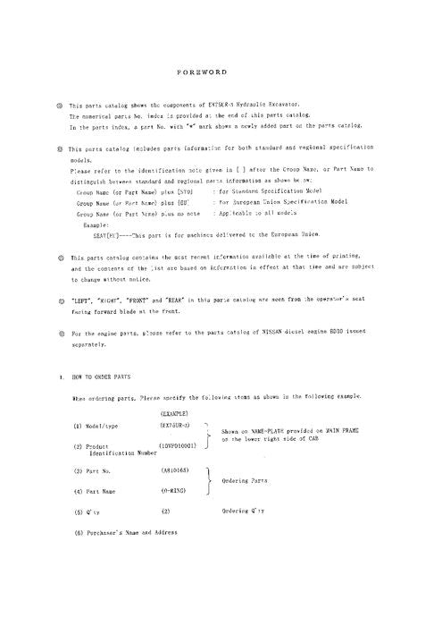 Hitachi EX60-3 excavator parts catalog manual