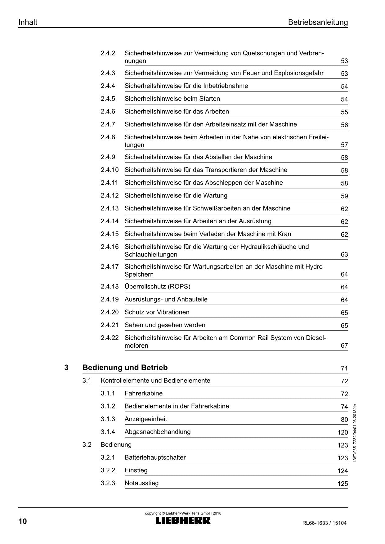 Liebherr RL66 Rohrleger Betriebsanleitung ser 15104