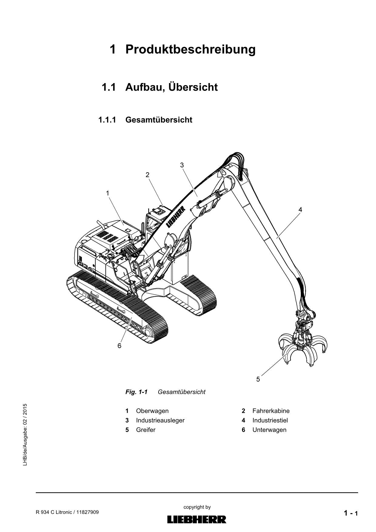 Liebherr R934 C Litronic Manuel d'utilisation