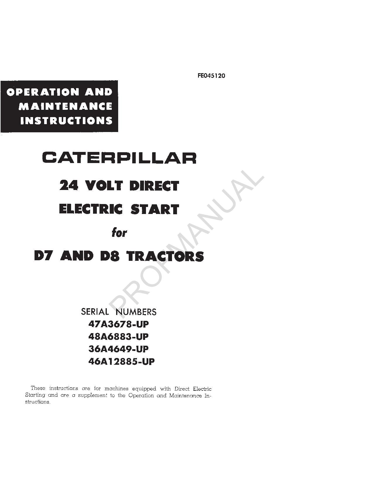 Wartung des Caterpillar 24 Volt Direkt-Elektrostarters D7 D8 für Traktorbediener