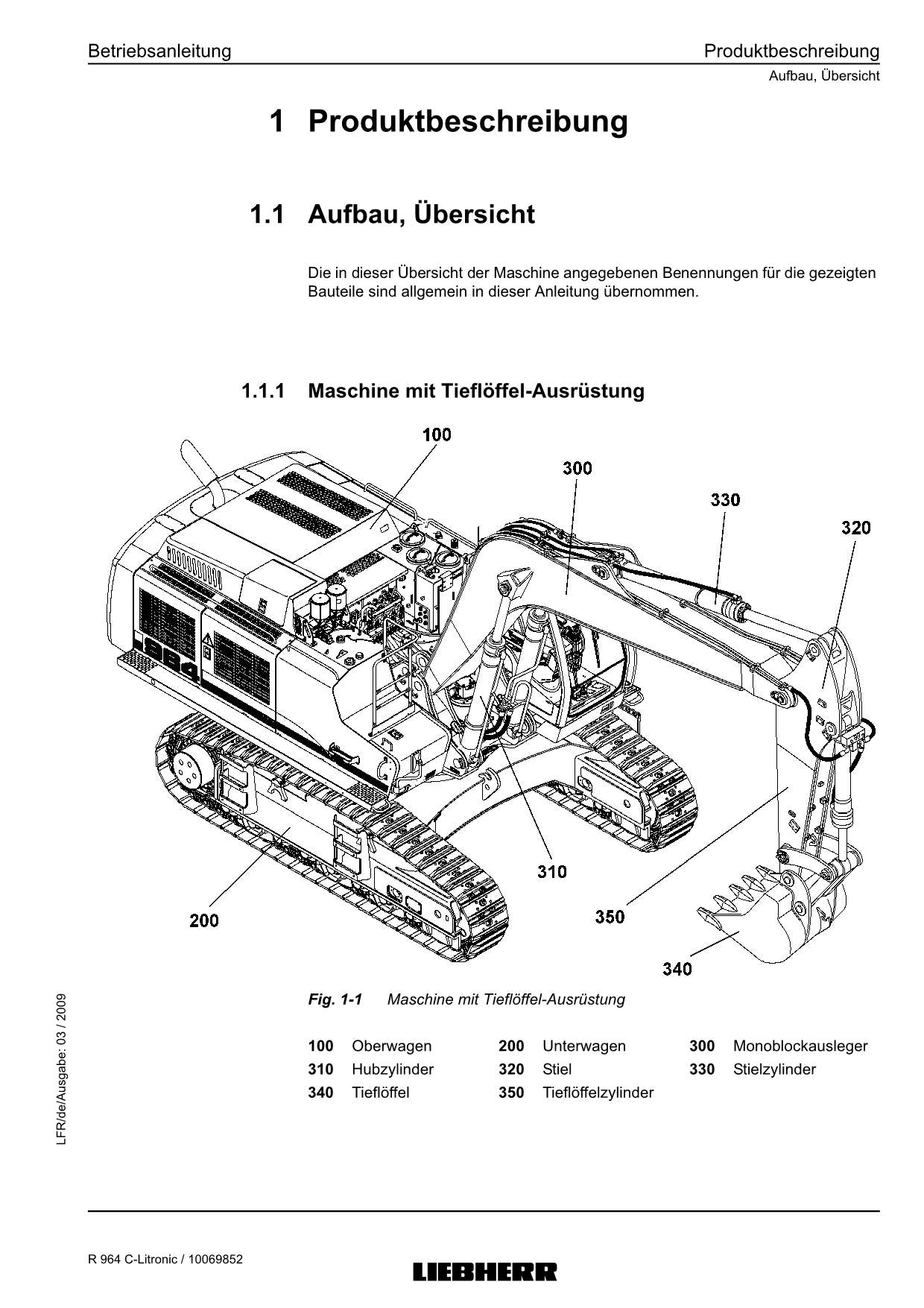 Liebherr R964 C Litronic Hydraulikbagger Betriebsanleitung ser 22612