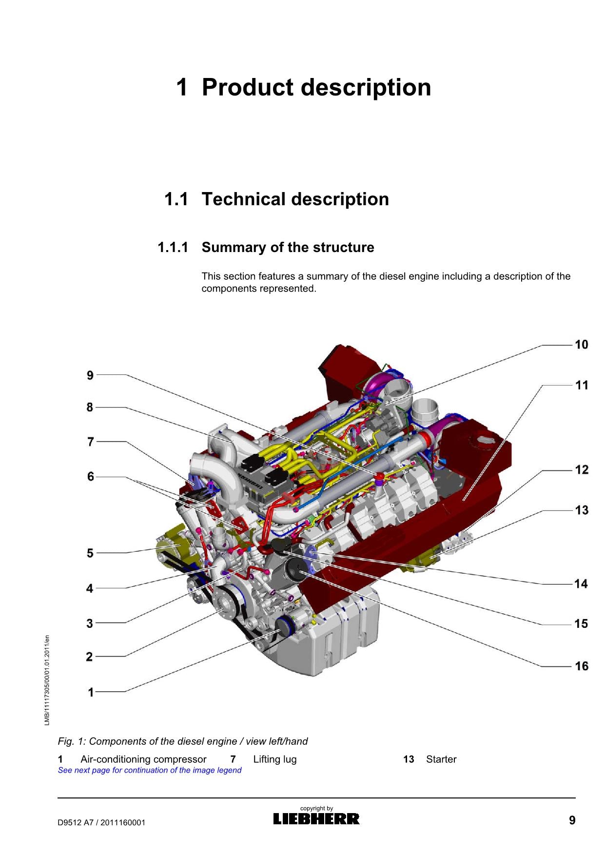 Liebherr D9512 A7 Motor Bedienungsanleitung