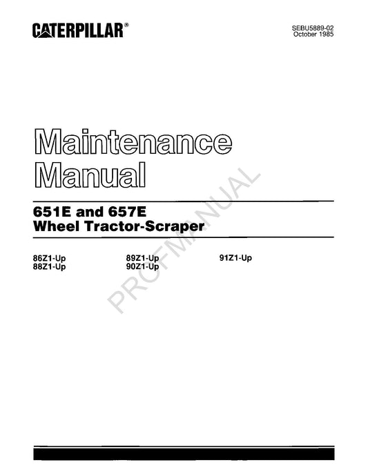 Caterpillar 651E 657E Wheel Tractor Scraper Maintenance Manual