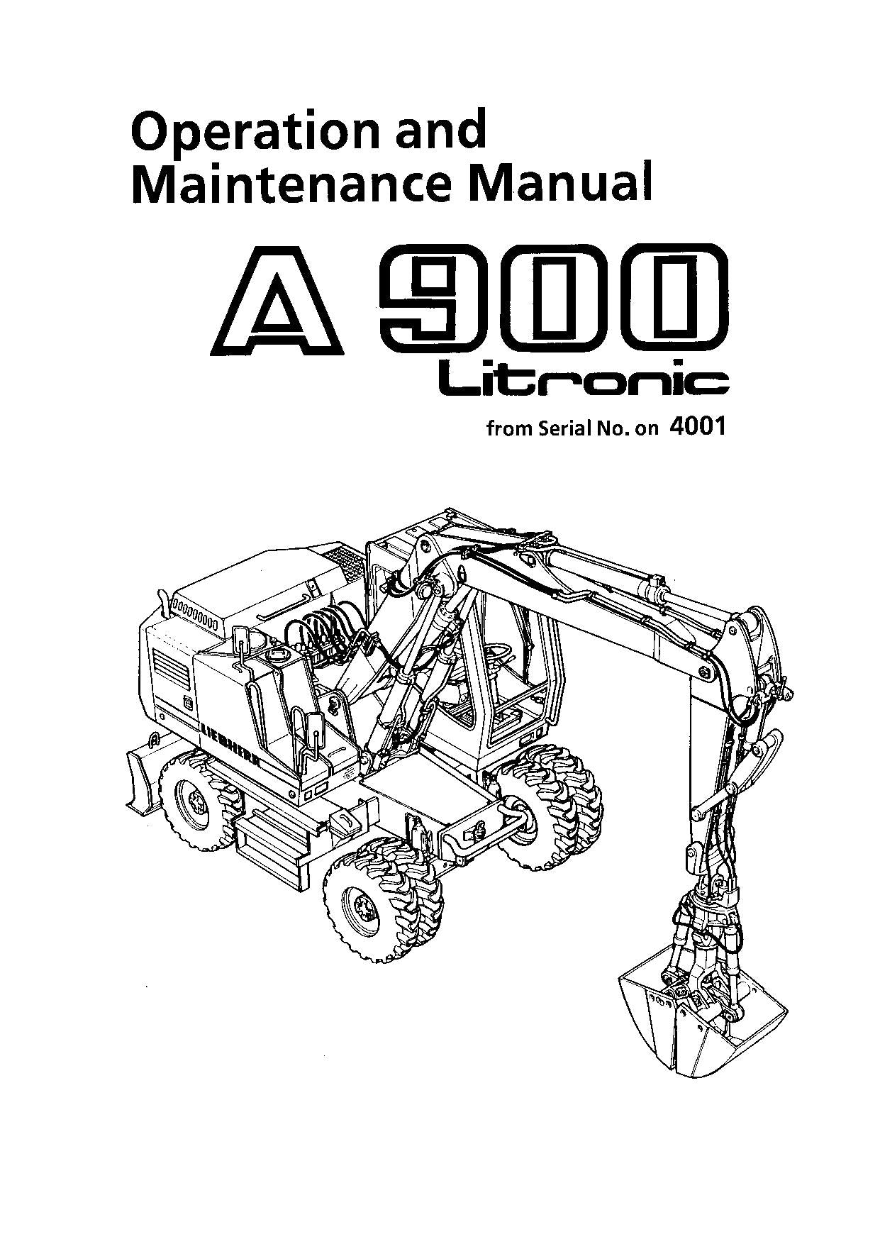 Liebherr A900 Litronic Bagger Bedienungsanleitung Serie 4001