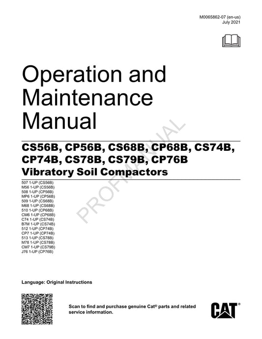 Manuel d'utilisation du compacteur vibrant Caterpillar CS56B CP56B CS68B CP68B