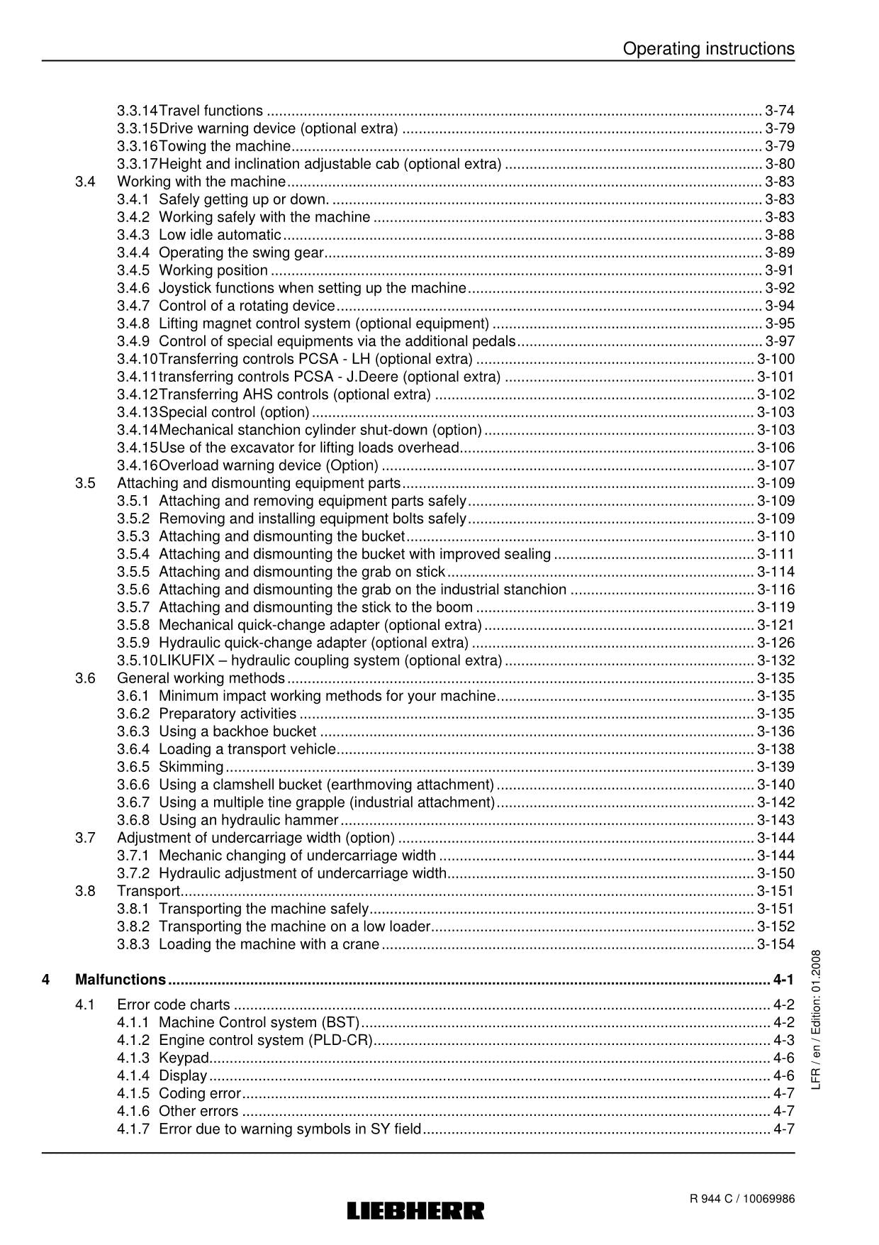 Liebherr R944 C Excavator Operators manual serial 16469