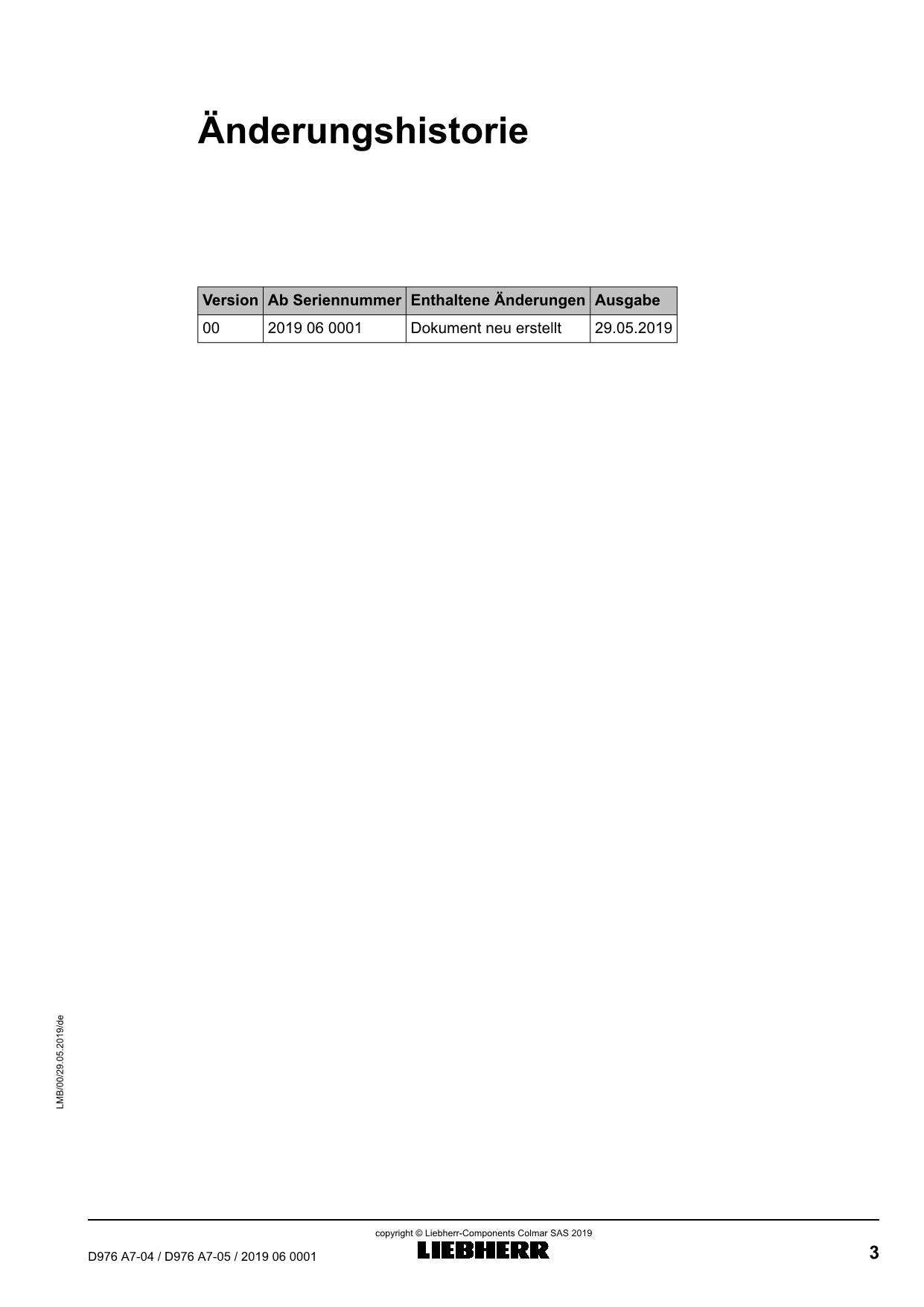 Liebherr D976 A7-04 D976 A7-05 Moteur diesel Manuel d'instructions