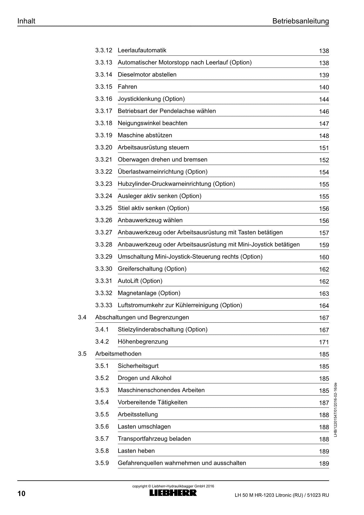 Liebherr LH50 M HRLitronic RU Materialumschlaggerät Betriebsanleitung