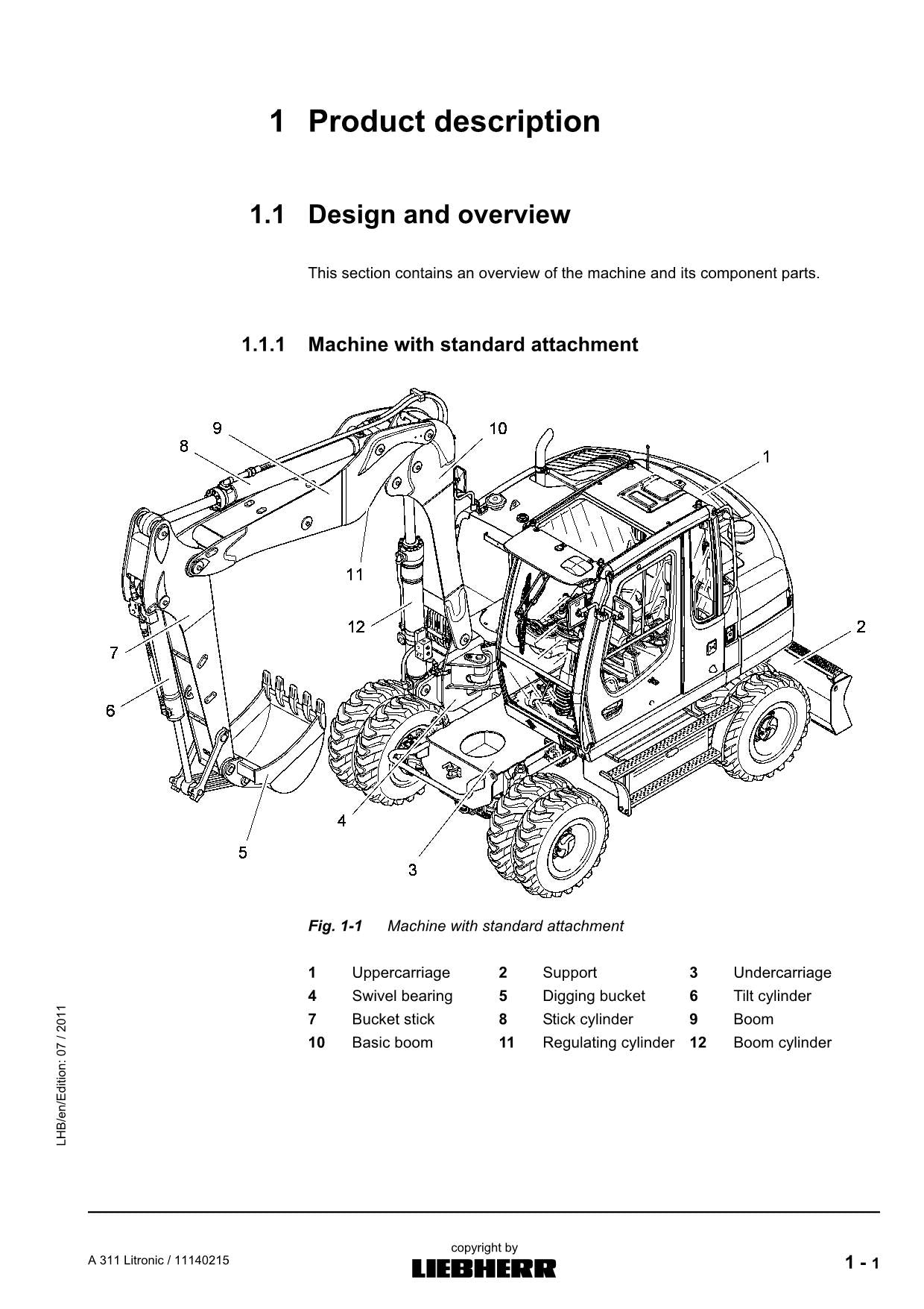 Liebherr A311 Litronic Bagger Bedienungsanleitung