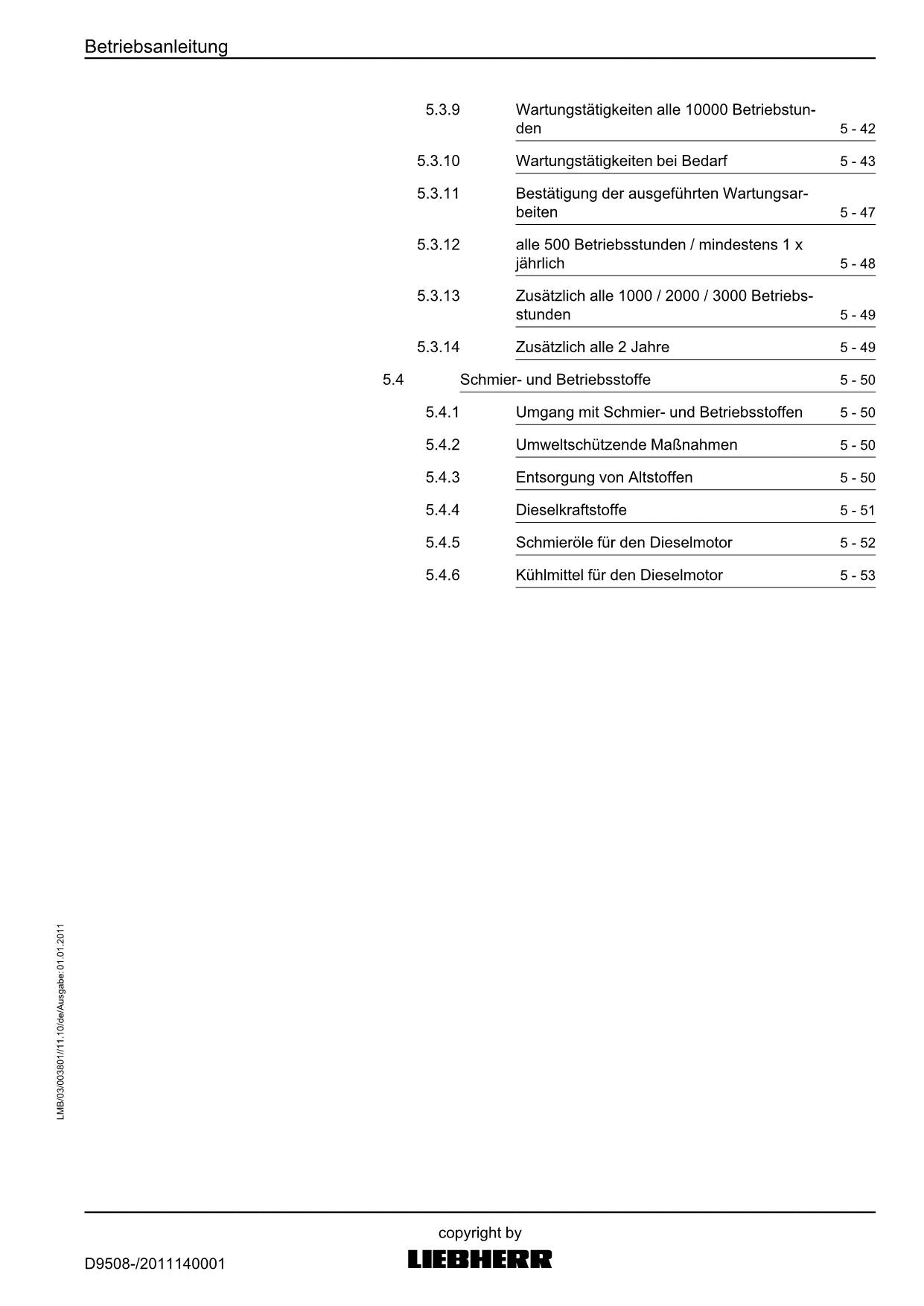 Liebherr D9508 Dieselmotor Betriebsanleitung
