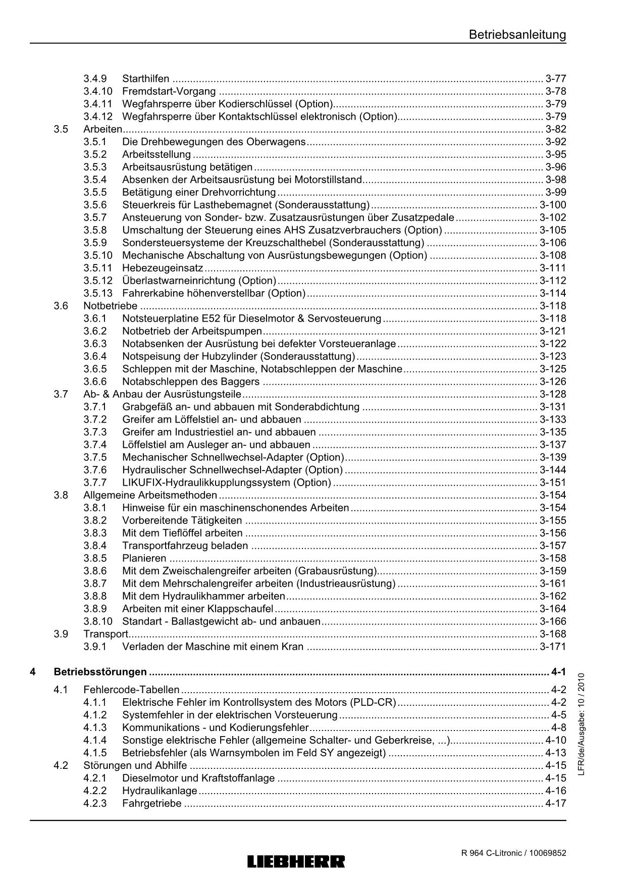 Liebherr R964 C Litronic Hydraulikbagger Betriebsanleitung ser 27700