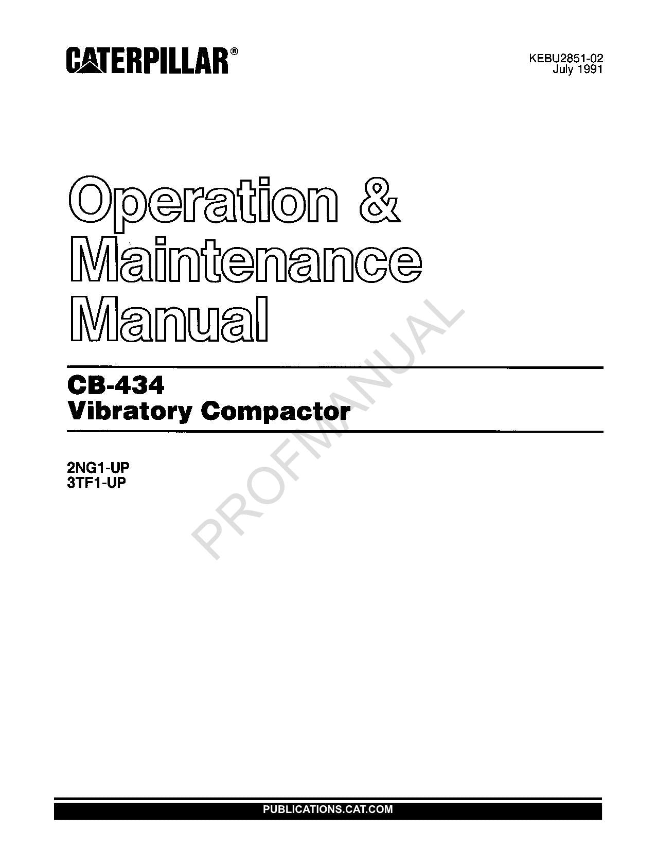 Manuel d'entretien du compacteur vibrant Caterpillar CB 434