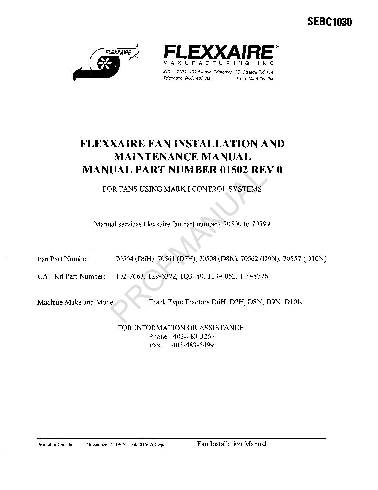 Caterpillar Flexxaire Fans Installation Maintenance Manual