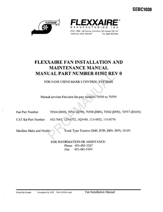 Caterpillar Flexxaire Fans Installation Maintenance Manual