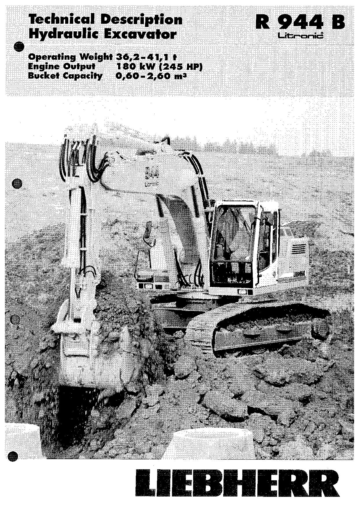 Liebherr R944 B Litronic Excavator Operators manual serial 9872