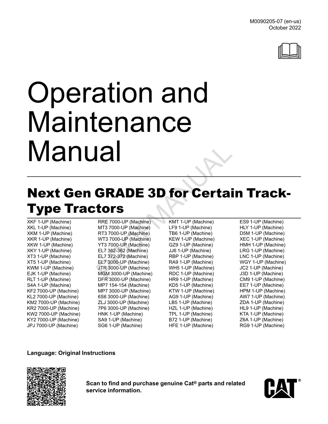 Wartungshandbuch für Caterpillar Next Gen GRADE 3D Certain Track Traktor-Bediener