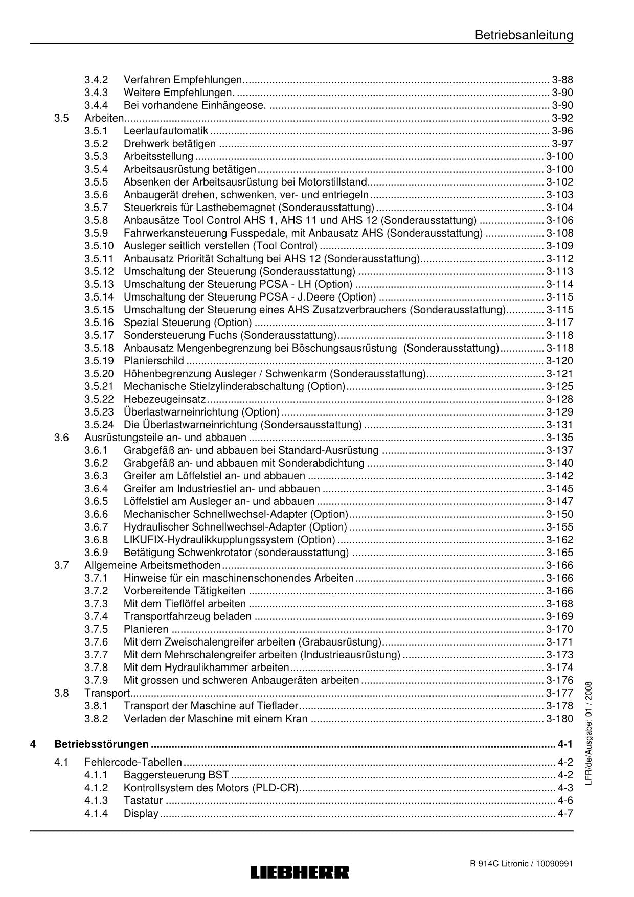 Liebherr R914 C Litronic Bagger Umschlaggerät Betriebsanleitung