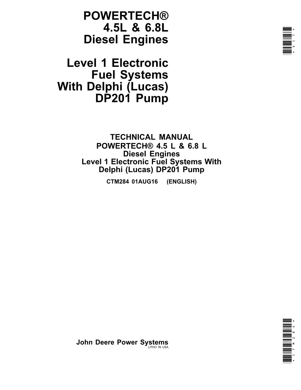 John Deere POWERTECH 4.5 L 6.8 L Engine Fuel Service Manual WORLDWIDE EDITION