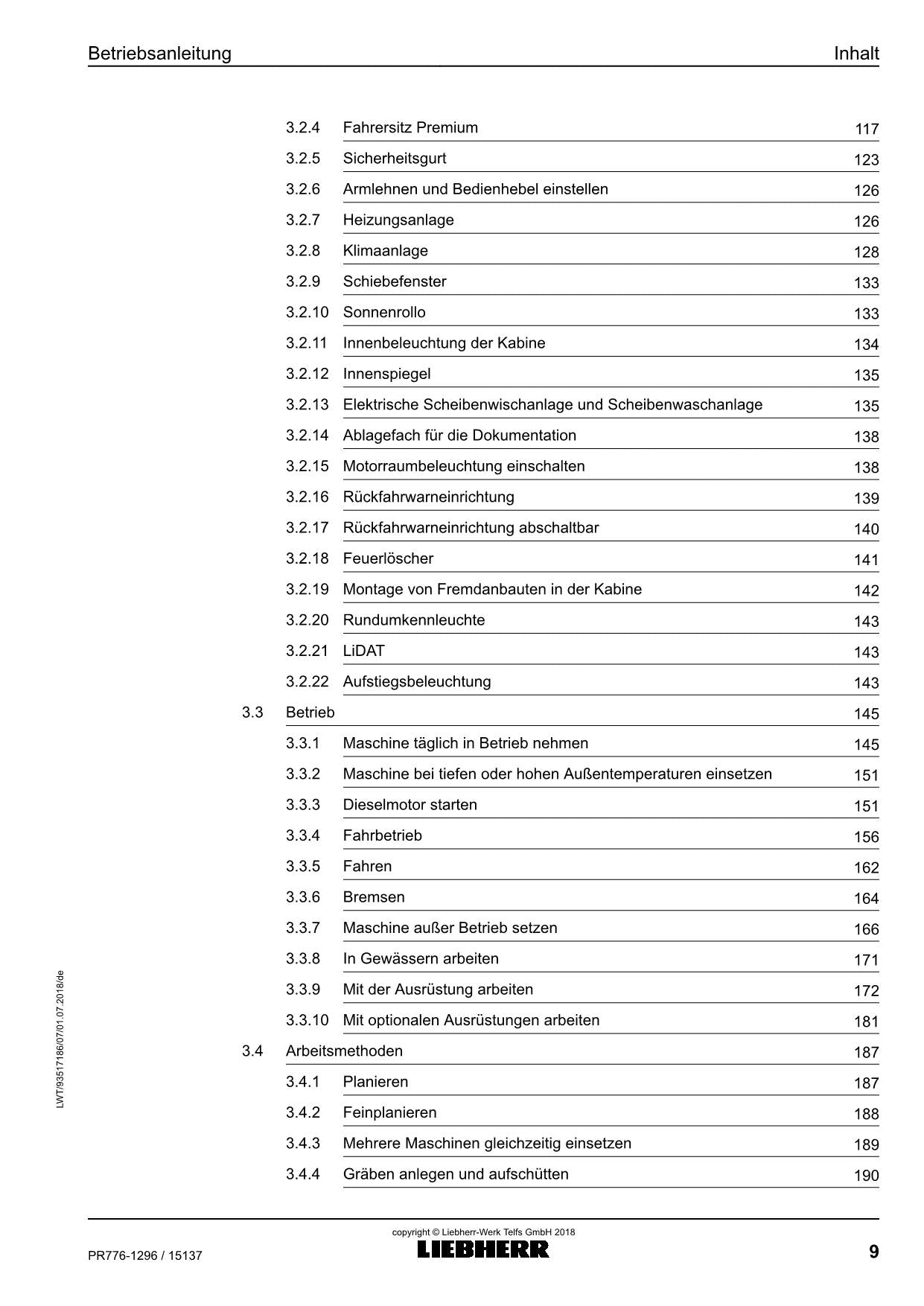 Liebherr PR776 Planierraupe Betriebsanleitung ser 15137 USA CAN