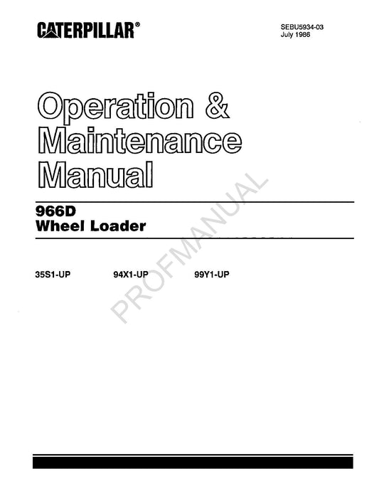 Wartungshandbuch für den Radlader Caterpillar 966D SEBU5934