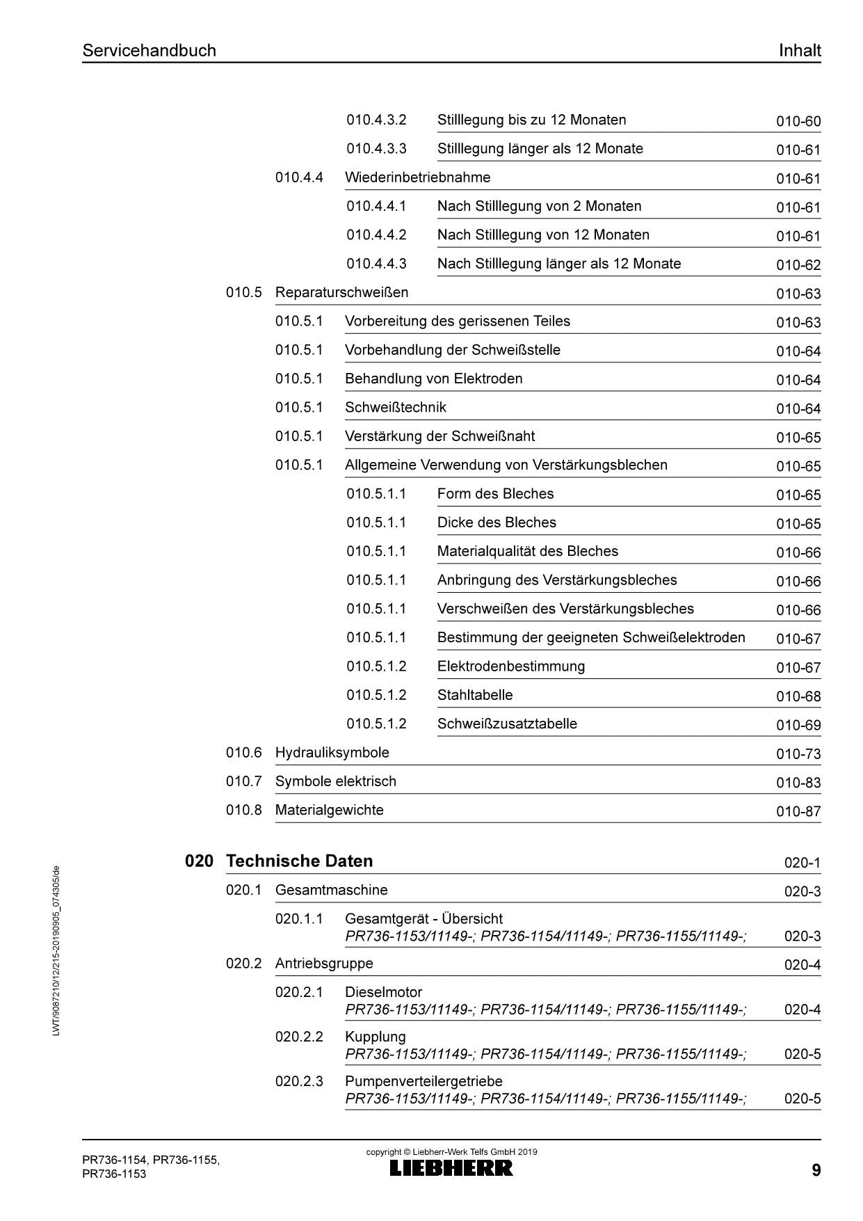 Liebherr PR736 1153 PR736 1154 PR736 1155 Planierraupe Reparaturhandbuch