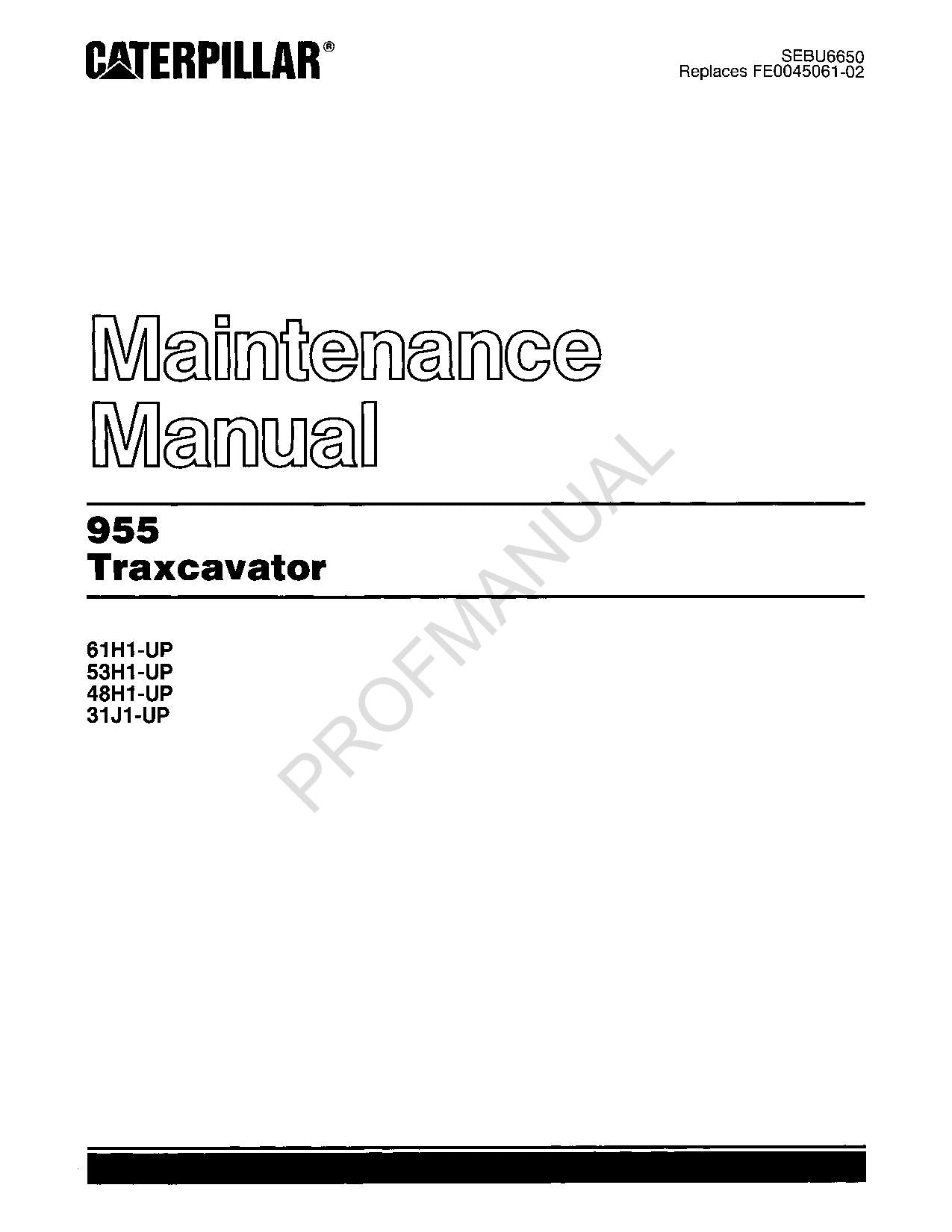 Caterpillar 955 Traxcavator Bediener-Wartungshandbuch SEBU6650