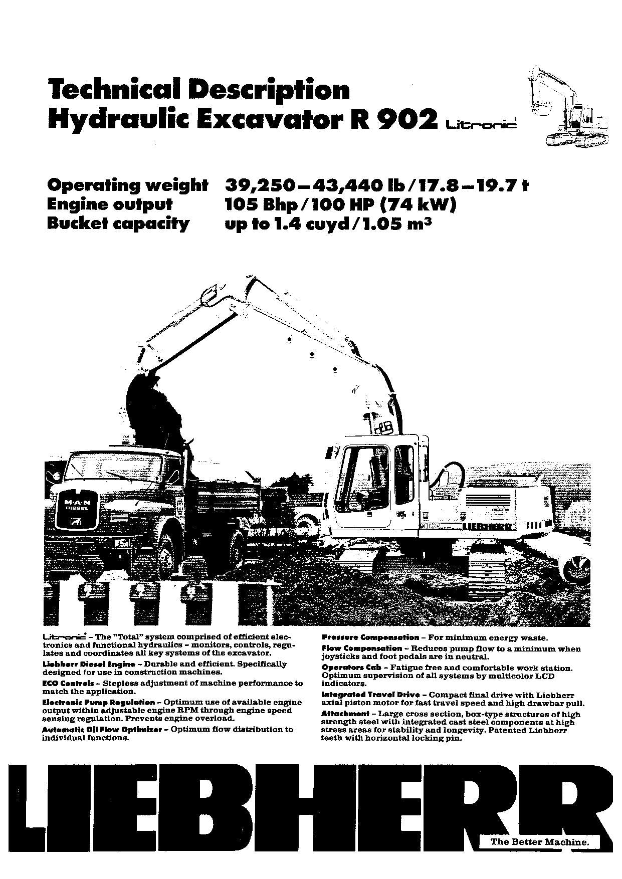 Manuel d'utilisation de la pelle Liebherr R902 Litronic série 301