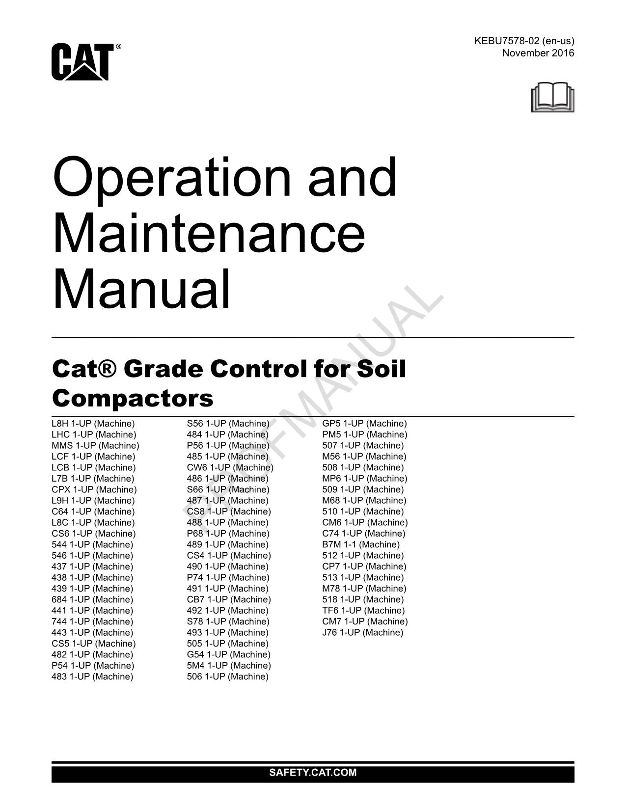 Caterpillar CatGrade Control for Soil Compactor Operators Maintenance Manual