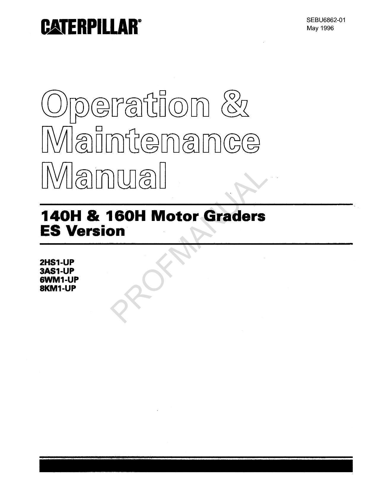 Caterpillar 140H 160H Motorgrader ES Version - Bedienungs- und Wartungshandbuch