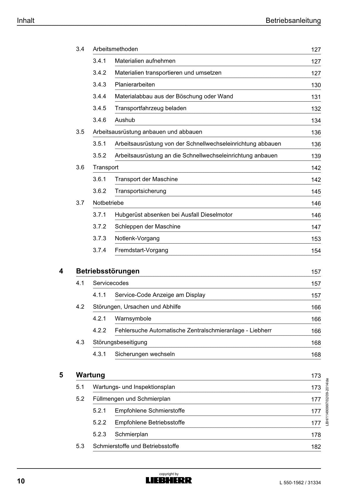 Liebherr L550 Radlader Betriebsanleitung ser 31334
