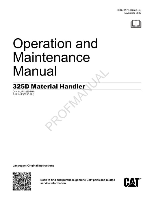 Wartungshandbuch für den Bediener des Materialtransporters Caterpillar 325D