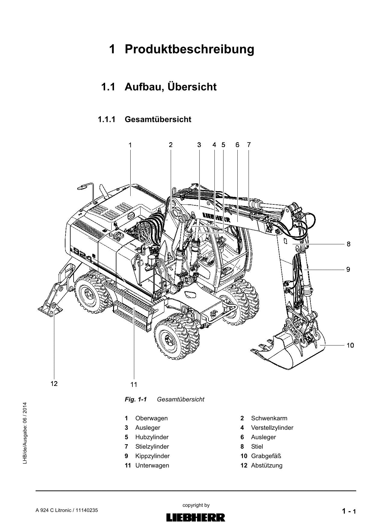 Liebherr A924 C Litronic Hydraulikbagger Betriebsanleitung