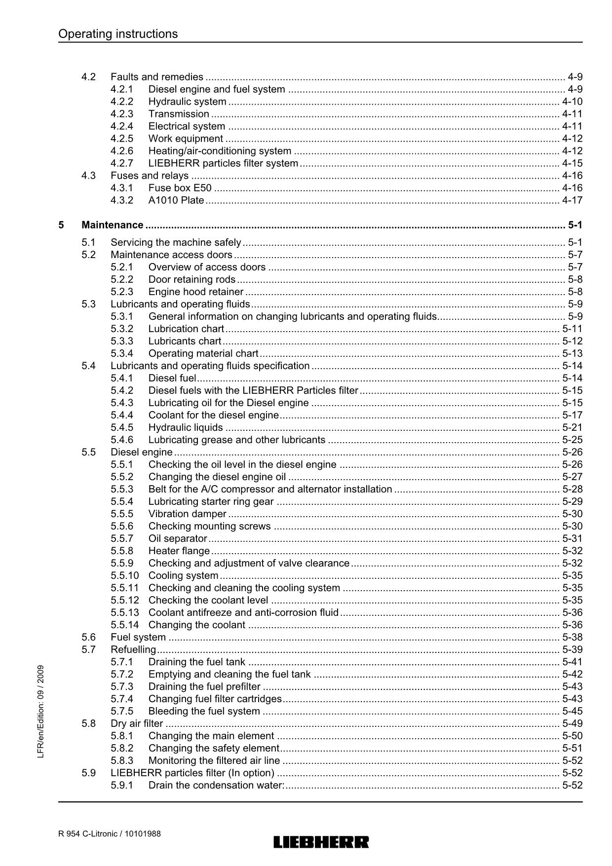 Liebherr R954 C Litronic Excavator Operators manual serial 23166