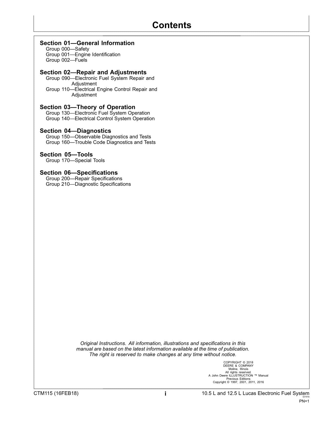 John Deere 6105L PowerTech 10.5 L 12.5 L Engine Fuel System Service Manual