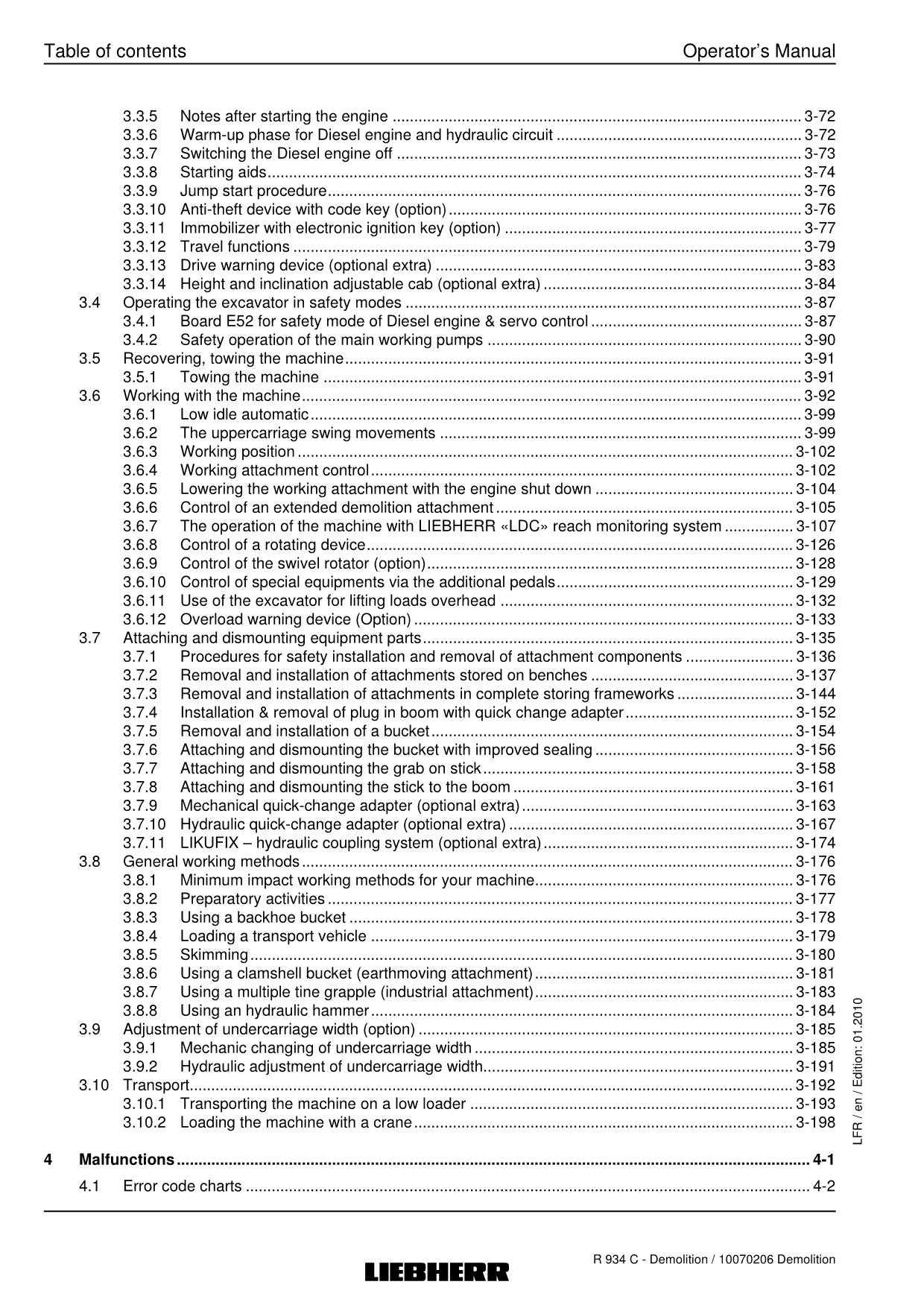 Liebherr R934 C Demolition Excavator Operators manual serial 26400