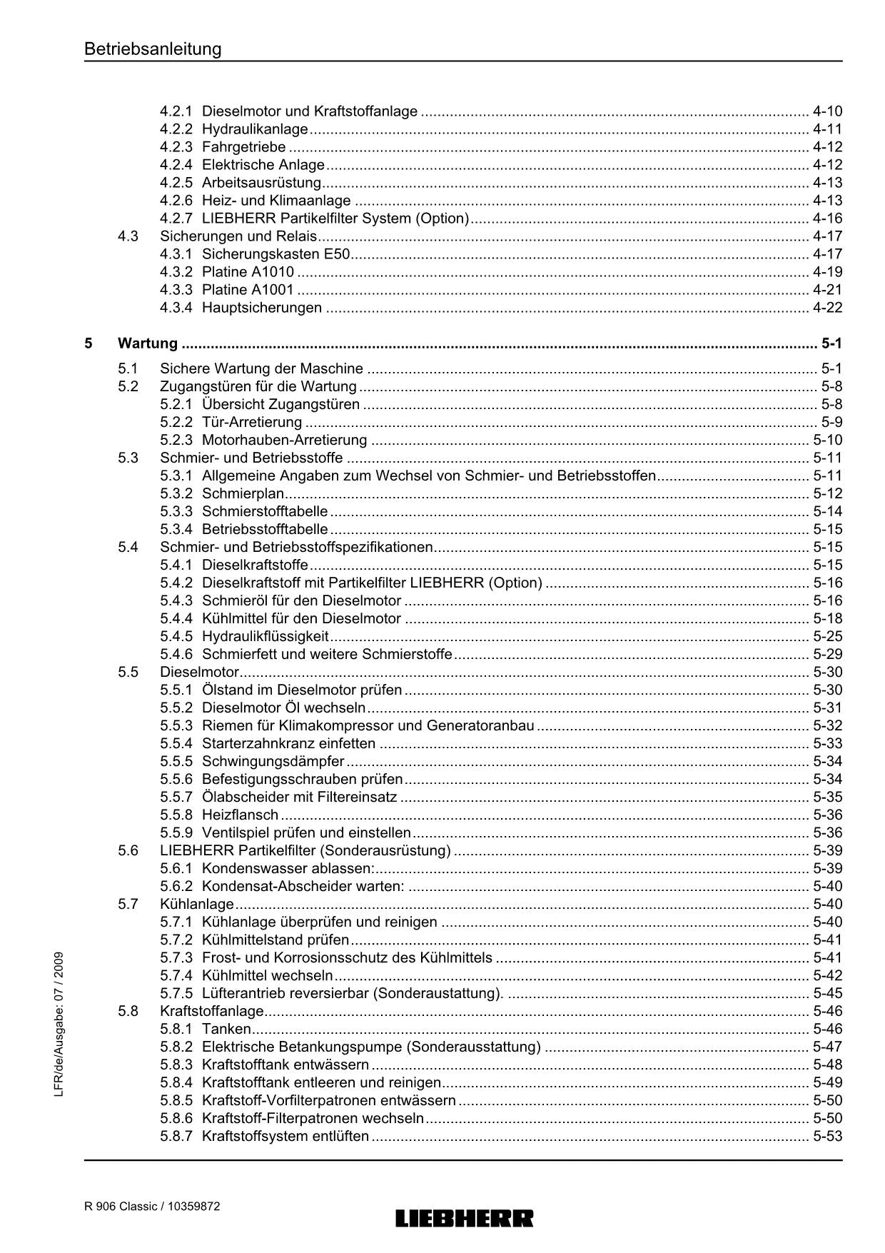 Liebherr R906 Classic Hydraulikbagger Betriebsanleitung Wartungsanleitung