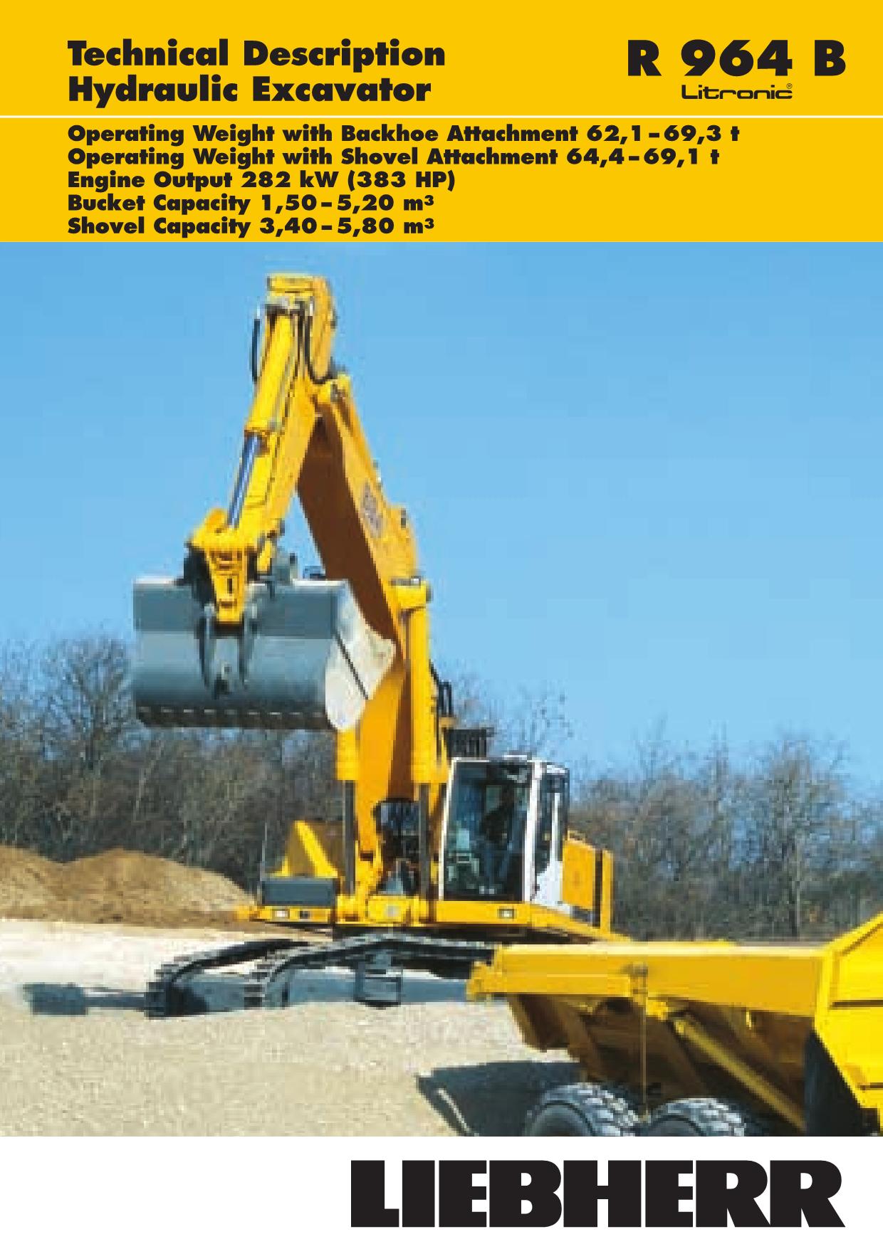 Manuel d'utilisation de la pelle Liebherr R964 B Litronic