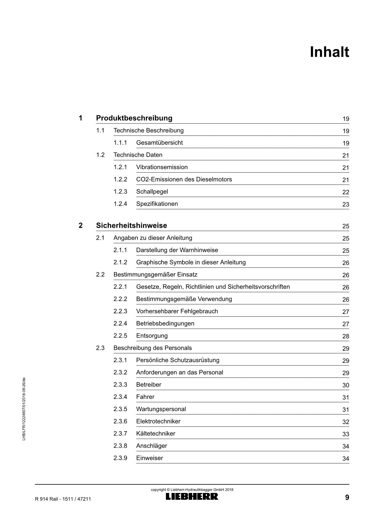 Liebherr R914 RaiLLitronic Hydraulikbagger Manuel d'instructions