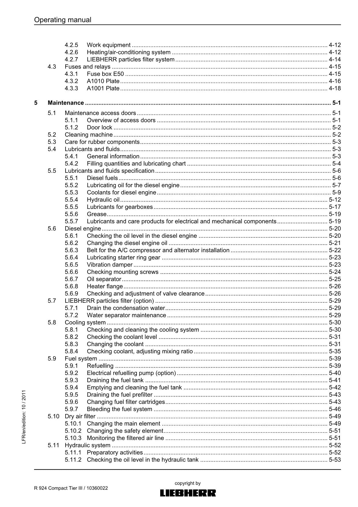 Liebherr R924 Compact TieRIII Excavator Operators manual serial 31010