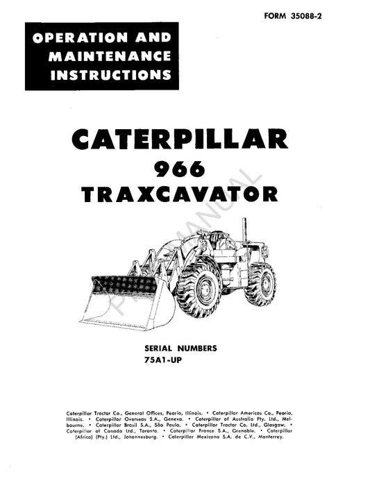 Caterpillar 966 Traxcavator Operators Maintenance Manual 75A1-Up