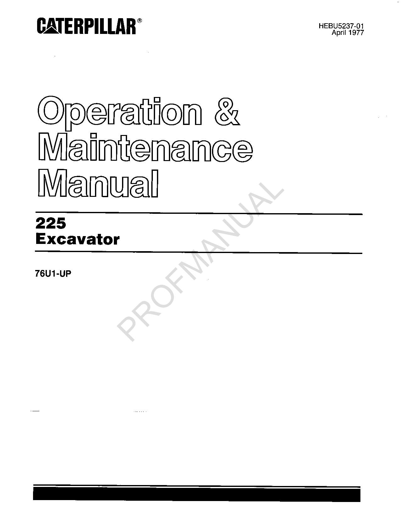 Wartungshandbuch für Caterpillar 225-Baggerbediener HEBU5237