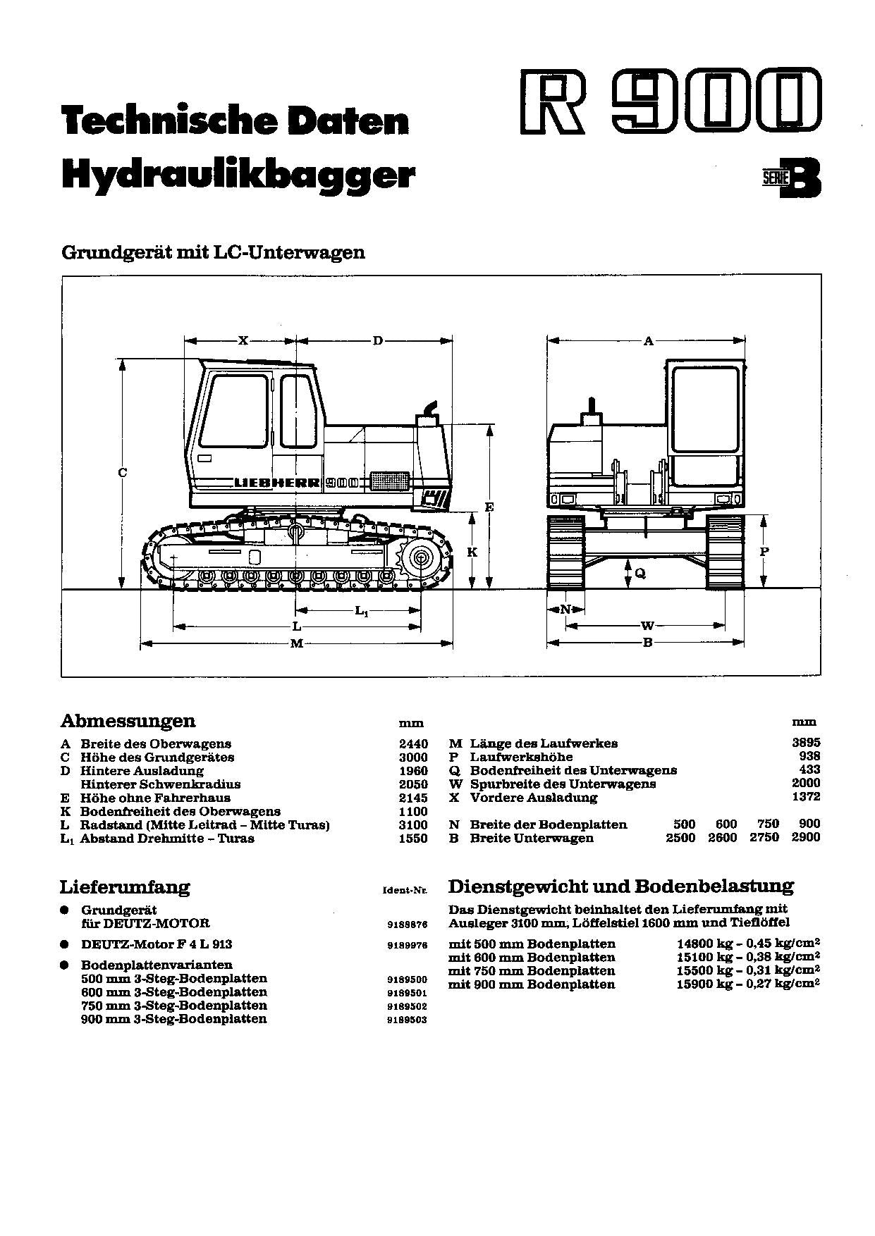 Liebherr R900 B Hydraulikbagger Betriebsanleitung Wartungsanleitung