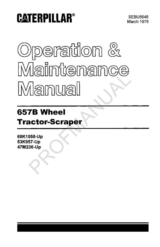 Caterpillar 657B Wheel Tractor Scraper Operators Maintenance Manual SEBU5648