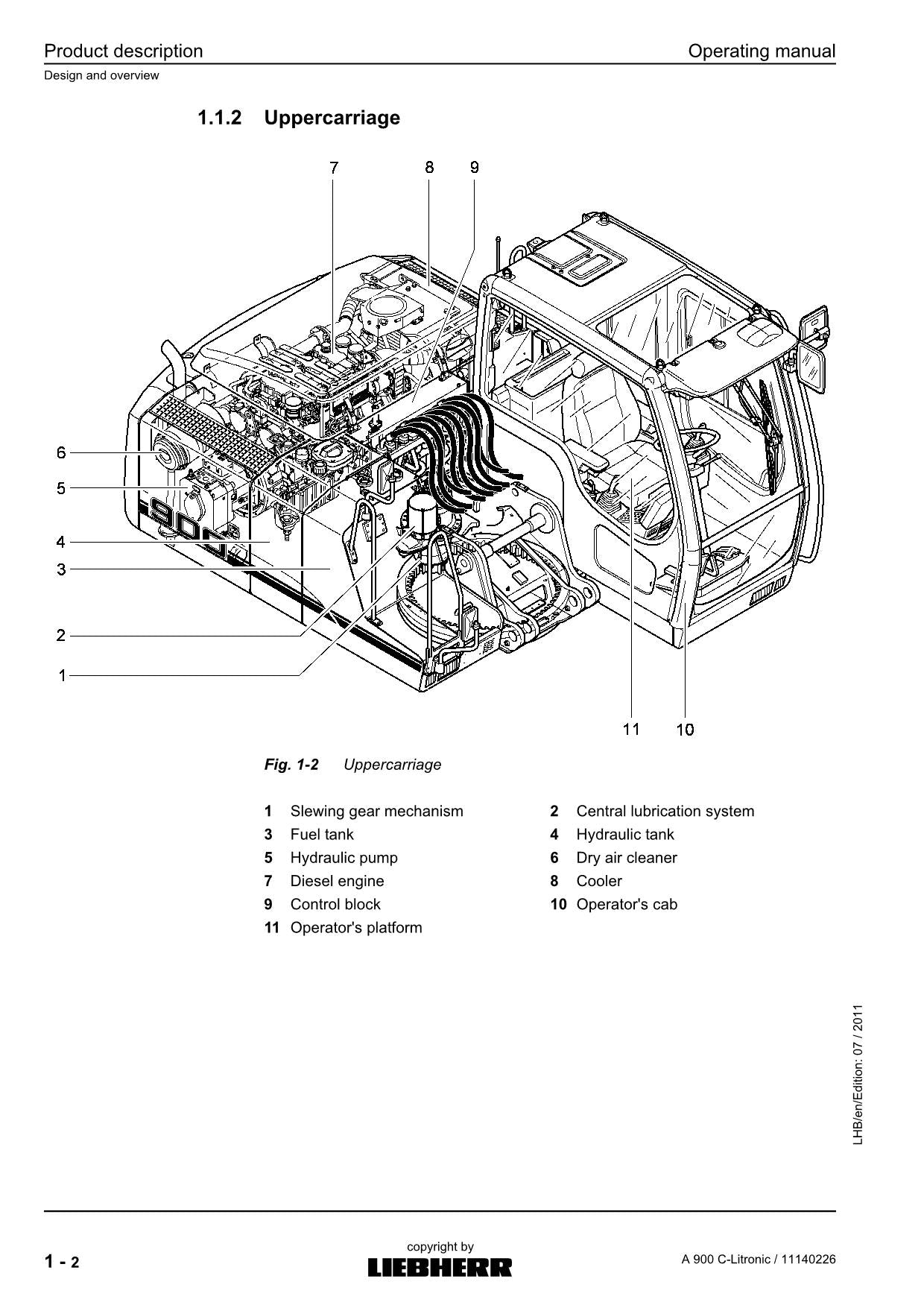 Liebherr A900 C-Litronic Bagger Bedienungsanleitung